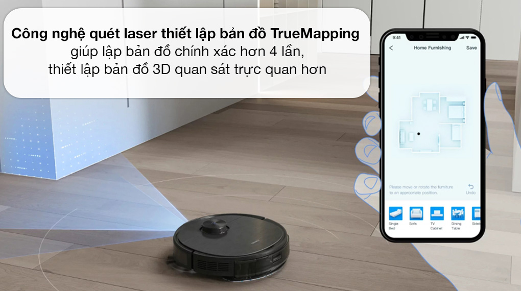 Ecovacs Deebot T9 Aivi công nghệ quét laser thiết lập bản đồ truemapping